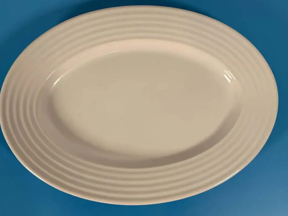 The Main Ingredients White Ribbed Rim Oval Serving Platter